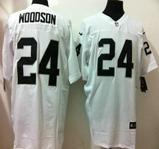 Nike Oakland Raiders #24 Charles Woodson White Elite Jersey