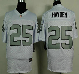 Nike Oakland Raiders #25 D.J. Hayden White With Silvery Elite Jersey