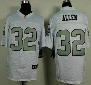 Nike Oakland Raiders #32 Marcus Allen White With Silvery Elite Jersey