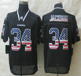 Nike Oakland Raiders #34 Bo Jackson 2014 USA Flag Fashion Black Elite Jersey