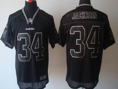 Nike Oakland Raiders 34 Bo Jackson Lights Out Black Elite Jersey