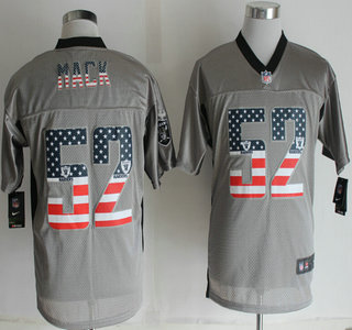 Nike Oakland Raiders #52 Khalil Mack 2014 USA Flag Fashion Grey Shadow Elite Jersey