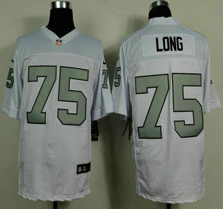 Nike Oakland Raiders #75 Howie Long White With Silvery Elite Jersey
