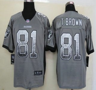 Nike Oakland Raiders #81 Tim Brown Drift Fashion Grey Elite Jersey