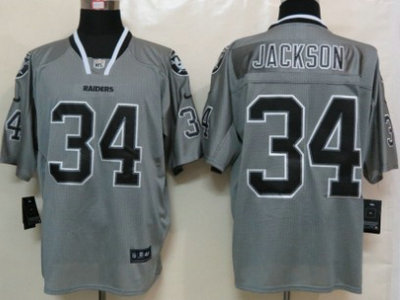 Nike Oakland Raiders 34 Bo Jackson Lights Out Gray Elite Jersey
