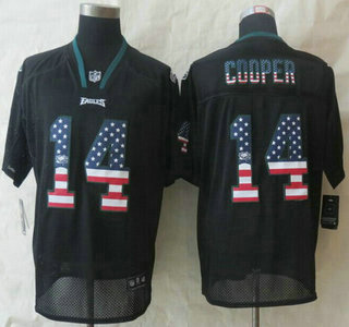 Nike Philadelphia Eagles #14 Riley Cooper 2014 USA Flag Fashion Black Elite Jersey