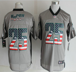 Nike Philadelphia Eagles #25 LeSean McCoy 2014 USA Flag Fashion Grey Shadow Elite Jersey