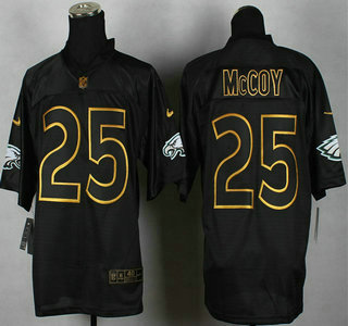 Nike Philadelphia Eagles #25 LeSean McCoy All Black With Gold Elite Jersey