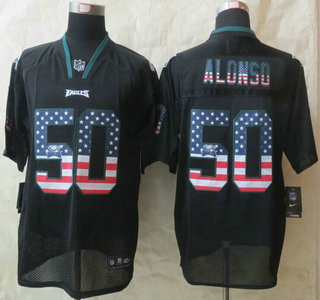 Nike Philadelphia Eagles #50 Kiko Alonso 2014 USA Flag Fashion Black Elite Jersey