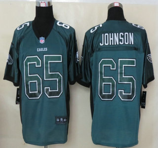 Nike Philadelphia Eagles #65 Lane Johnson Drift Fashion Green Elite Jersey