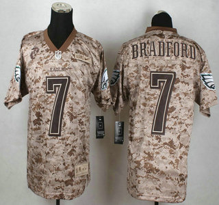 Nike Philadelphia Eagles #7 Sam Bradford USMC Camo Elite Jersey With USMC Patch