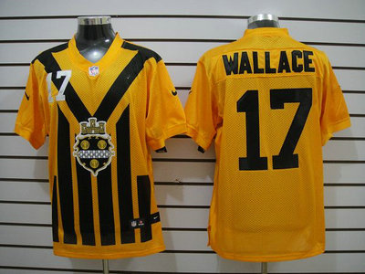 Nike Pittsburgh Steelers 17 Mike Wallace 1933 Yellow Throwback 2012 Nike NFL Elite Jersey