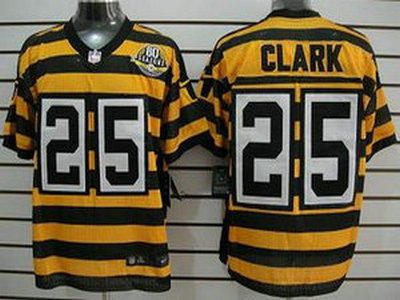 Nike Pittsburgh Steelers 25 Ryan Clark Yellow With Black Throwback 80TH Jersey