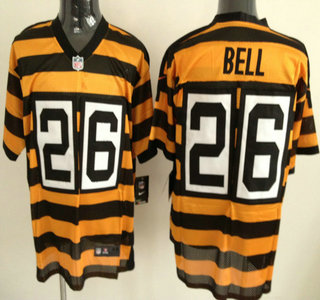 Nike Pittsburgh Steelers #26 LeVeon Bell Yellow With Black Throwback Jersey