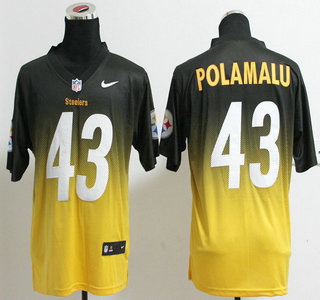 Nike Pittsburgh Steelers #43 Troy Drift Fashion II Black With Yellow 2013 Elite Jersey