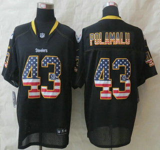 Nike Pittsburgh Steelers #43 Troy Polamalu 2014 USA Flag Fashion Black Elite Jersey