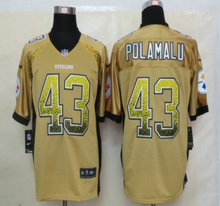 Nike Pittsburgh Steelers #43 Troy Polamalu Drift Fashion Gold Elite Jersey
