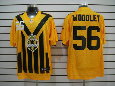 Nike Pittsburgh Steelers 56 Lamarr Woodley 1933 Yellow Throwback 2012 Nike NFL Elite Jersey