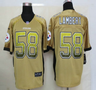 Nike Pittsburgh Steelers #58 Jack Lambert Drift Fashion Gold Elite Jersey