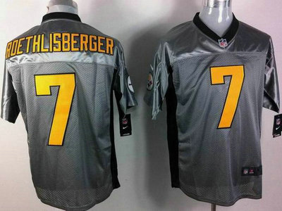 Nike Pittsburgh Steelers 7 Ben Roethlisberger Grey Shadow 2012 Nike NFL Elite Jersey