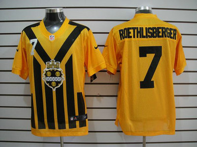 Nike Pittsburgh Steelers 7 Ben Roethlisberger 1933 Yellow Throwback 2012 Nike NFL Elite Jersey