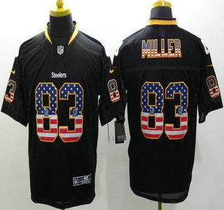Nike Pittsburgh Steelers #83 Heath Miller 2014 USA Flag Fashion Black Elite Jersey