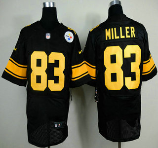Nike Pittsburgh Steelers #83 Heath Miller Black With Yellow Name Elite Jersey