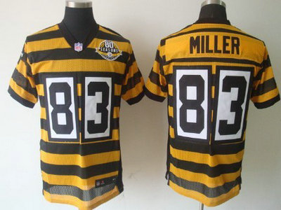 Nike Pittsburgh Steelers 83 Heath Miller Yellow With Black Throwback 80TH Jersey