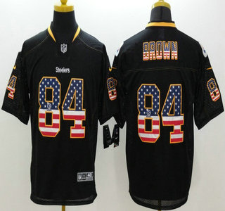 Nike Pittsburgh Steelers #84 Antonio Brown 2014 USA Flag Fashion Black Elite Jersey