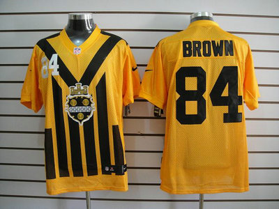 Nike Pittsburgh Steelers 84 Antonio Brown 1933 Yellow Throwback 2012 Nike NFL Elite Jersey