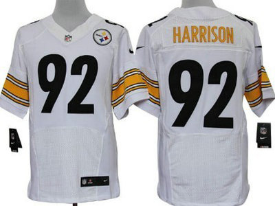 Men's Pittsburgh Steelers #92 James Harrison White Road NFL Nike Elite Jersey