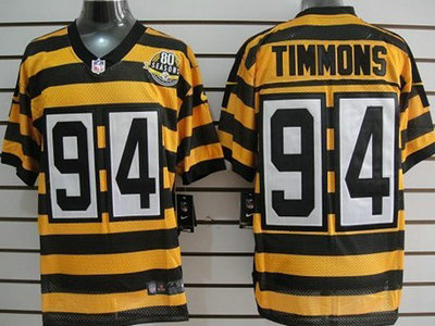 Nike Pittsburgh Steelers 94 Lawrence Timmons Yellow With Black Throwback 80TH Jersey
