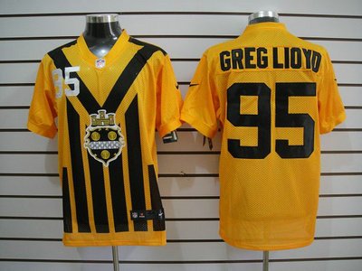 Nike Pittsburgh Steelers 95 Greg Lloyd 1933 Yellow Throwback 2012 Nike NFL Elite Jersey