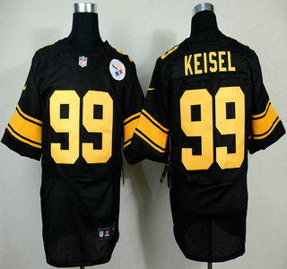 Nike Pittsburgh Steelers #99 Brett Keisel Black With Yellow Elite Jersey