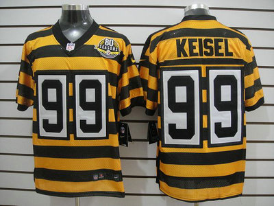 Nike Pittsburgh Steelers 99 Brett Keisel Yellow With Black Throwback 80TH Jersey