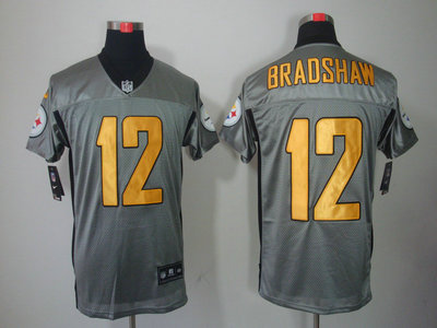 Nike Pittsburgh Steelers 12 Terry Bradshaw Gray Elite Jersey