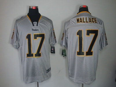Nike Pittsburgh Steelers 17 Mike Wallace Lights Out Black Name Grey Elite Jerseys