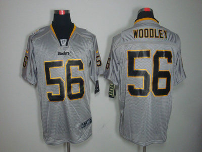 Nike Pittsburgh Steelers 56 LaMarr Woodley Lights Out Black Name Grey Elite Jerseys