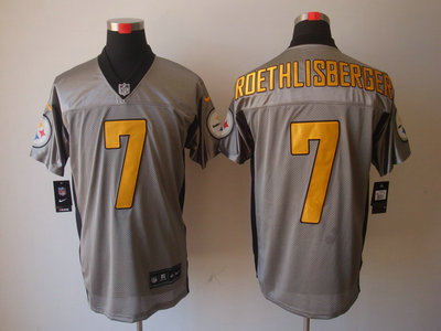 Nike Pittsburgh Steelers 7 Ben Roethlisberger Grey Shadow 2012 Nike NFL Elite Jersey