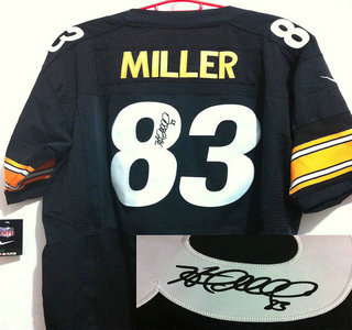 Nike Pittsburgh Steelers 83 Heath Miller Black Signed Elite Jersey