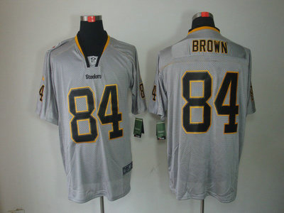 Nike Pittsburgh Steelers 84 Antonio Brown Lights Out Black Name Grey Elite Jerseys