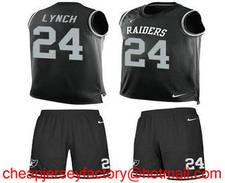 Nike Raiders #24 Marshawn Lynch Black Team Color Men's Stitched NFL Limited Tank Top Suit Jersey