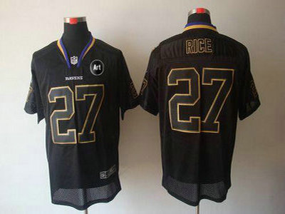 Nike Baltimore Ravens 27 Ray Rice Lights Out Black With Art Patch NFL Elite Jerseys