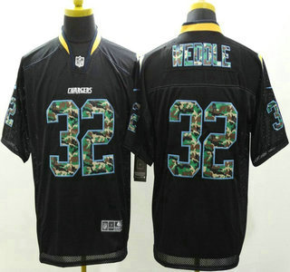 Nike San Diego Chargers #32 Eric Weddle Black With Camo Elite Jersey