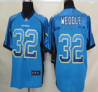 Nike San Diego Chargers #32 Eric Weddle Drift Fashion Blue Elite Jersey