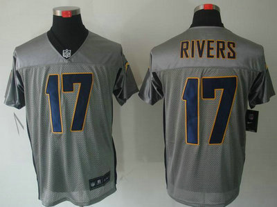 Nike San Diego Chargers 17 Philip Rivers Grey Shadow Jerseys