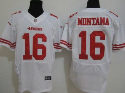Nike San Francisco 49ers 16 Joe Montana White Elite Jersey