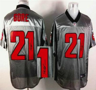 Nike San Francisco 49ers #21 Frank Gore Elite Grey Shadow Signed NFL Jersey