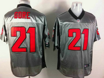 Nike San Francisco 49ers 21 Frank Gore Grey Shadow 2012 Nike NFL Elite Jersey