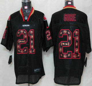 Nike San Francisco 49ers #21 Frank Gore Lights Out Black Ornamented Elite Jersey